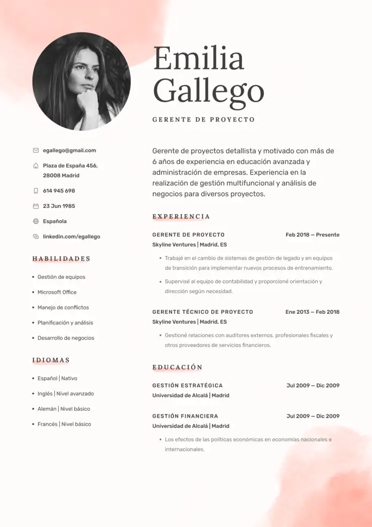 CV template Florencia