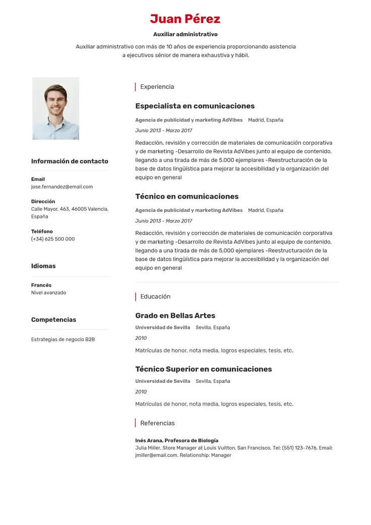 CV template Johannesburgo