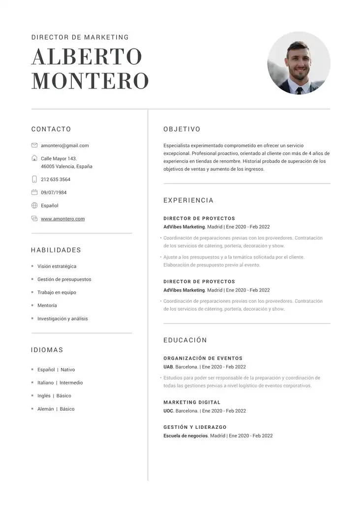 CV template Múnich