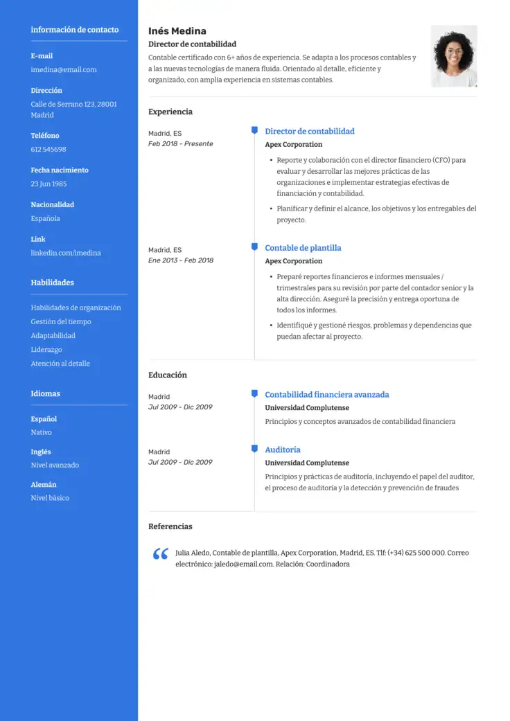 CV template Nueva York