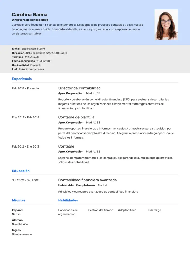 CV template Omsk