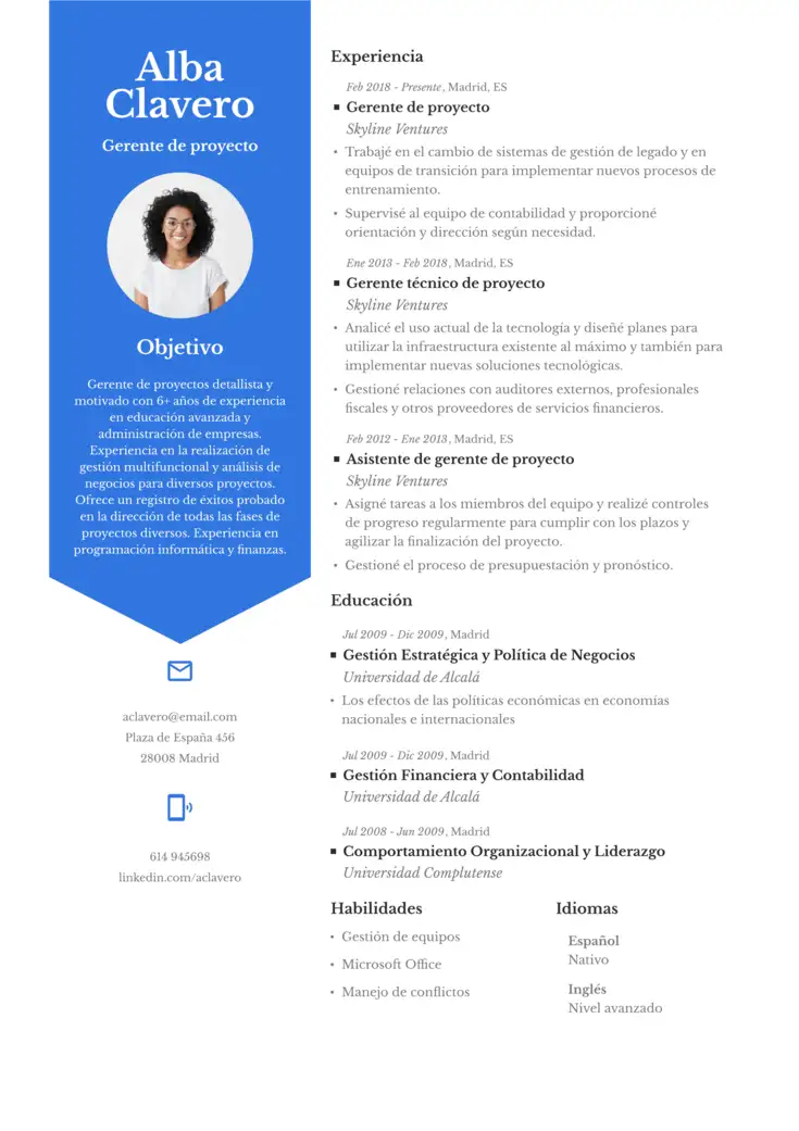 CV template San Francisco