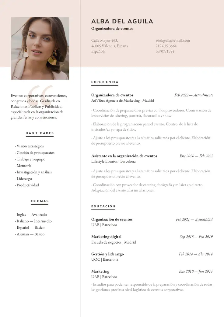 CV template Viena